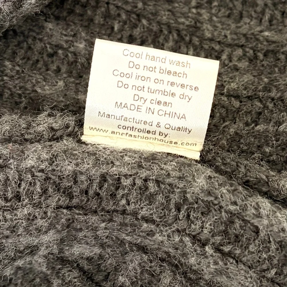 7115 BY SZEKI Dark Grey Turtleneck Sweater Merino Wool Boxy Oversized Small‎ - Picture 13 of 14